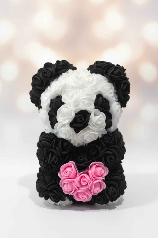 panda bloemenbeer met hart 25cm handgemaakt