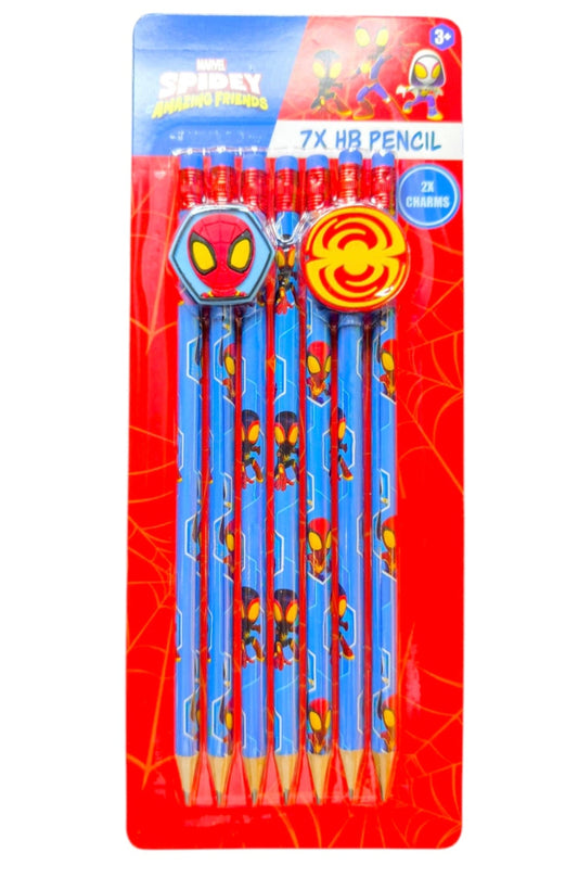Disney /marvel Potloden Set – 7x HB Potlood met Gum & 2x Charms