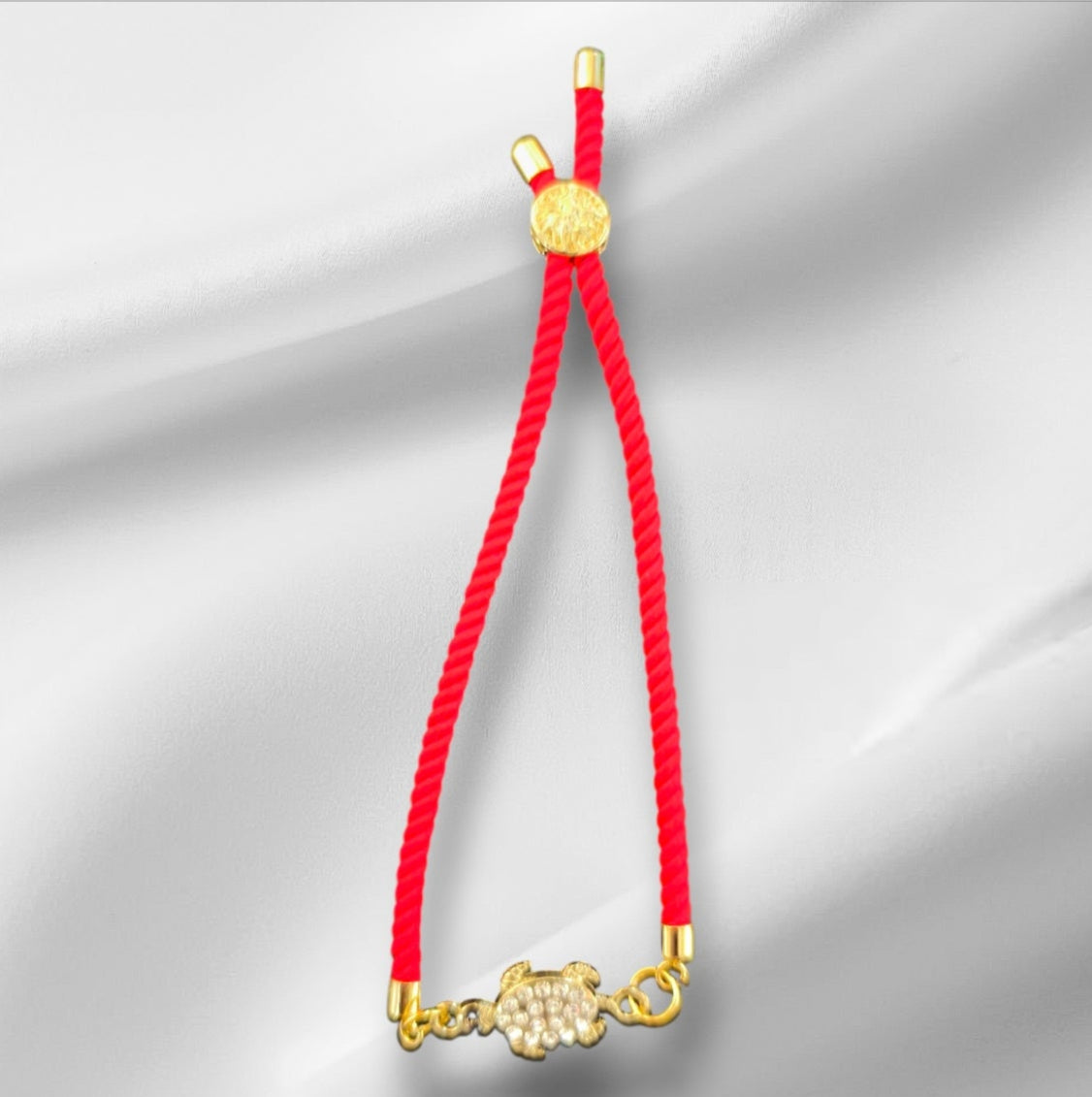 Bracelet en nylon fait main avec breloque tortue et pierres précieuses