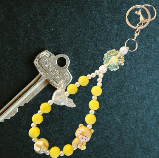 Handgemaakte acryl/ siliconen kralen sleutelhanger