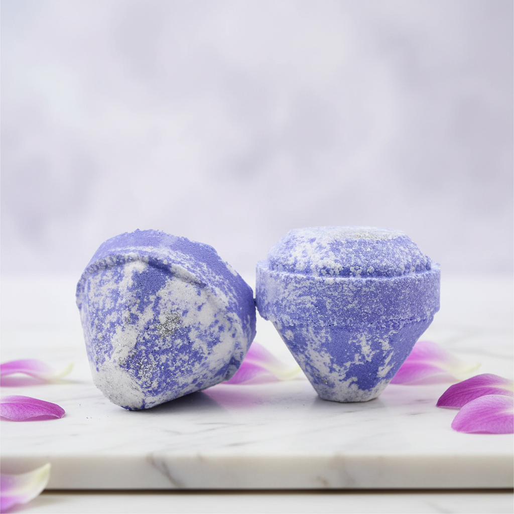 Bath bomb with gemstone