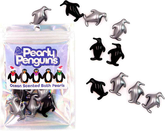 Parelmoerachtige pinguïns. Tien badparels met oceaangeur