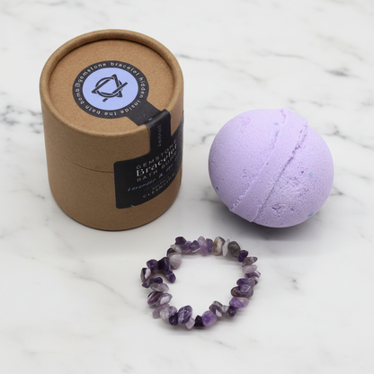 Bath bomb with gemstone bracelet gift set