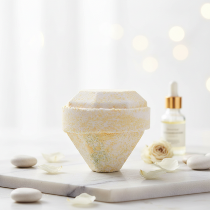 Bath bomb with gemstone