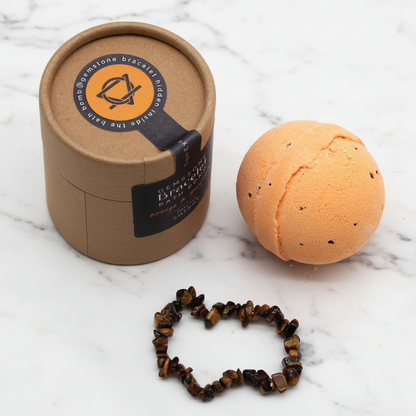 Bath bomb with gemstone bracelet gift set