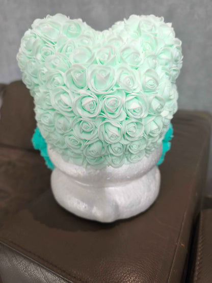Bloemenbeer Mintgroen - groen Handgemaakt 30 cm zonder Accessoires