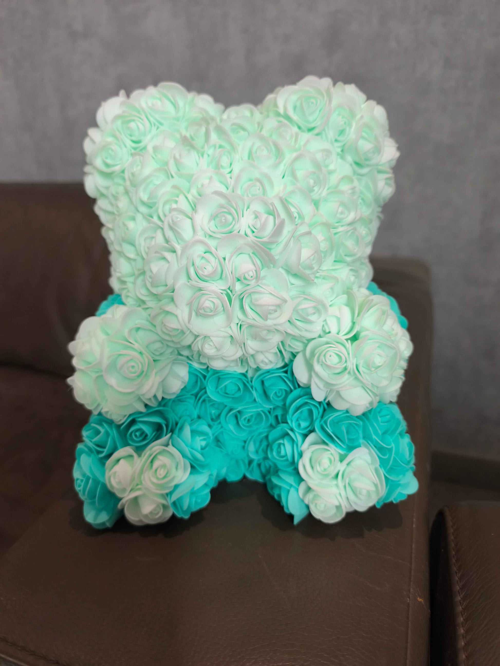 Bloemenbeer Mintgroen - groen Handgemaakt 30 cm zonder Accessoires