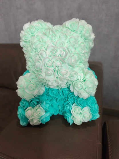 Bloemenbeer Mintgroen - groen Handgemaakt 30 cm zonder Accessoires
