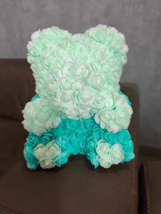 Bloemenbeer Mintgroen - groen Handgemaakt 30 cm zonder Accessoires