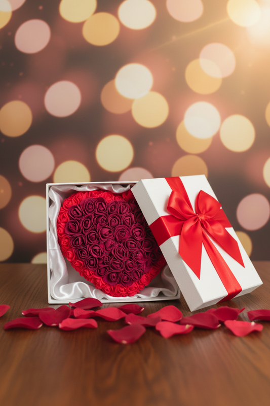 Uniek Handgemaakt Bloemenhart Rood Bordeaux – 25 cm | Perfect Voor Elke Gelegenheid