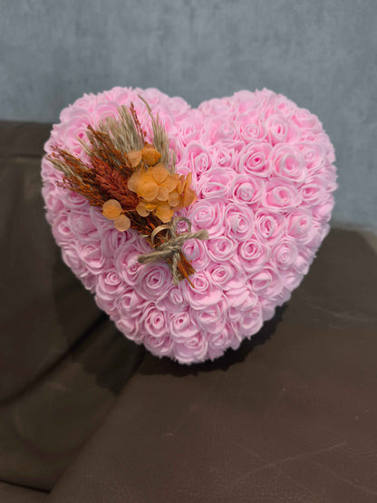 Rozenhart met gedroogde bloemen handgemaakt 25cm - Unieke decoratie