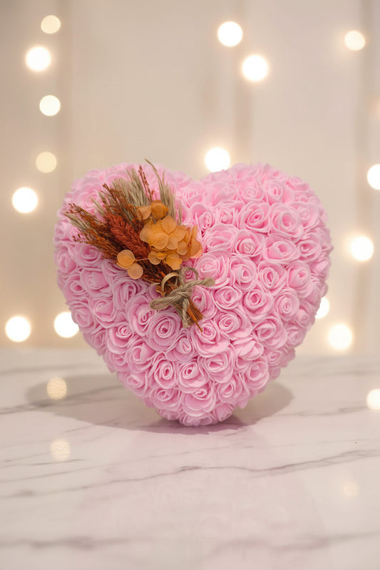 Rozenhart met gedroogde bloemen handgemaakt 25cm - Unieke decoratie