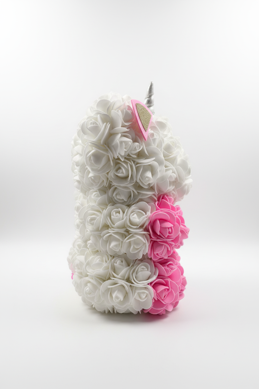 unicorn bloemenbeer handgemaakt 25 cm