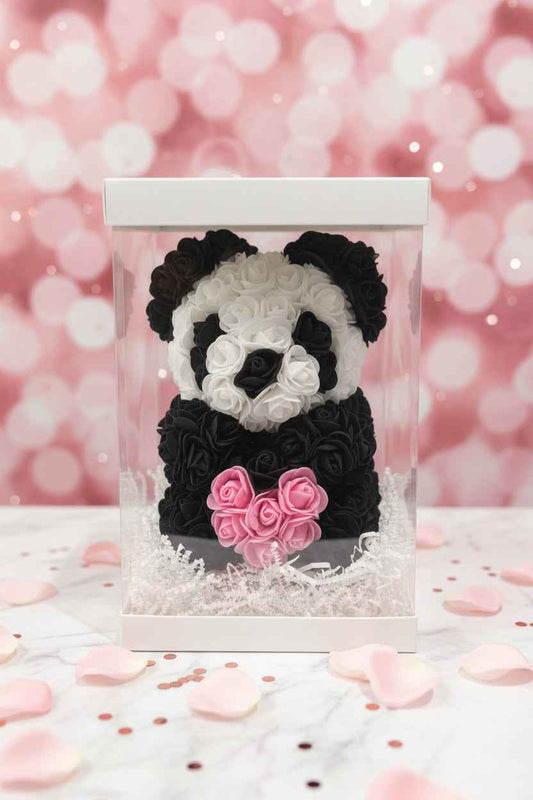 panda bloemenbeer met hart 25cm handgemaakt