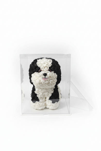 Handgemaakte rozenhond 30 cm – Uniek bloemenbeeld en hartverwarmend cadeau