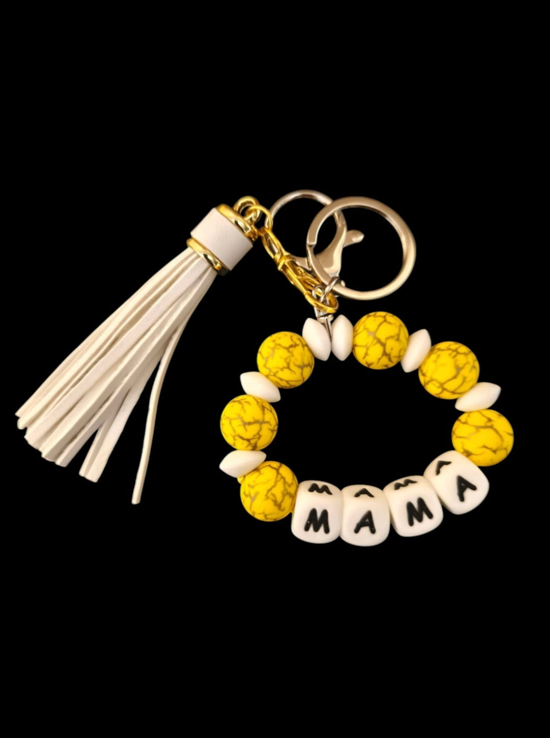 Handgemaakte sleutelhangers met siliconen kralen