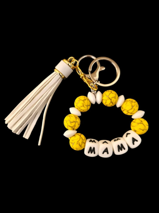 Handgemaakte sleutelhangers met siliconen kralen