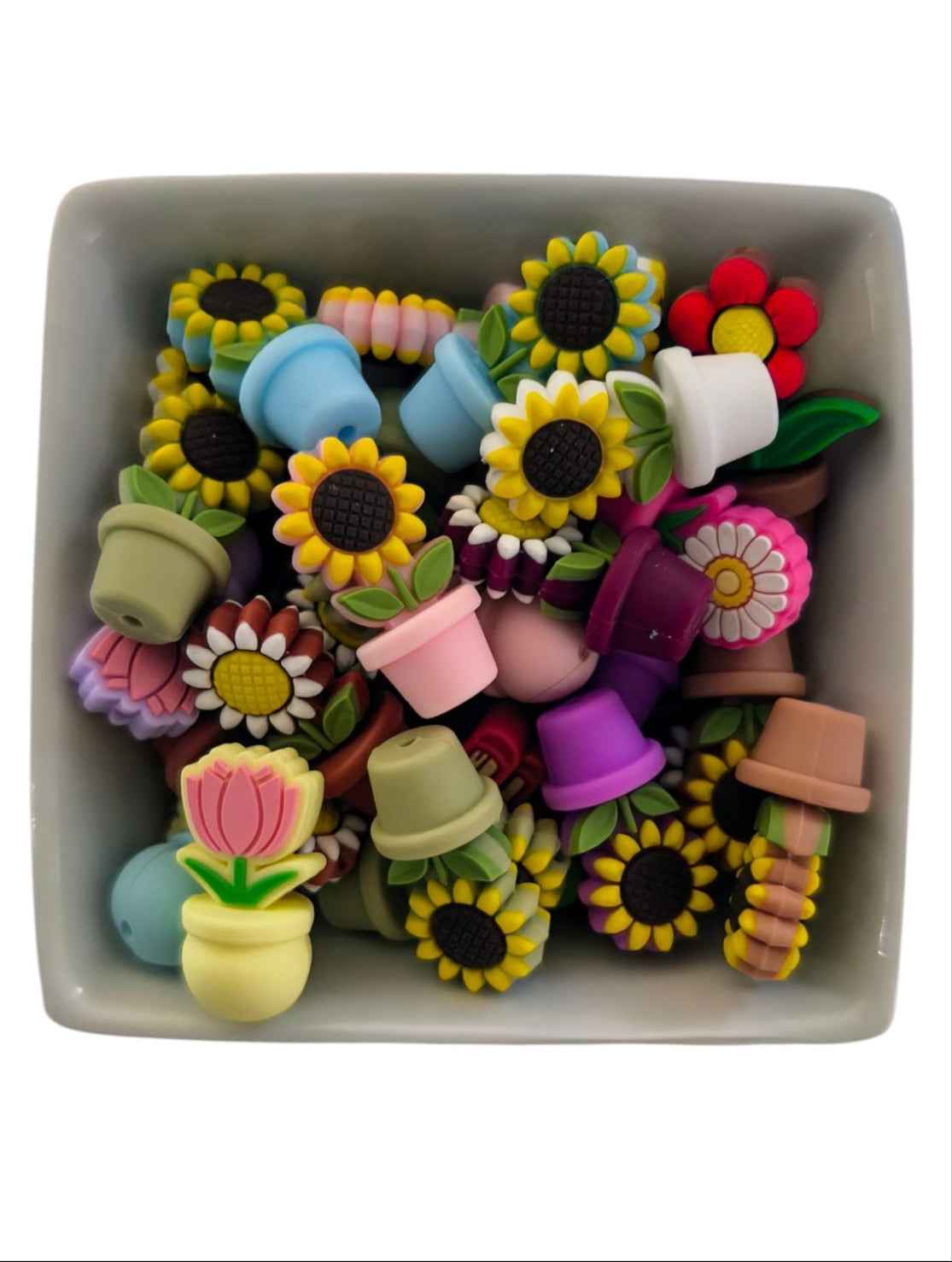 Siliconen Kralen – Zonnebloem in Bloempot Set van 5 stuks