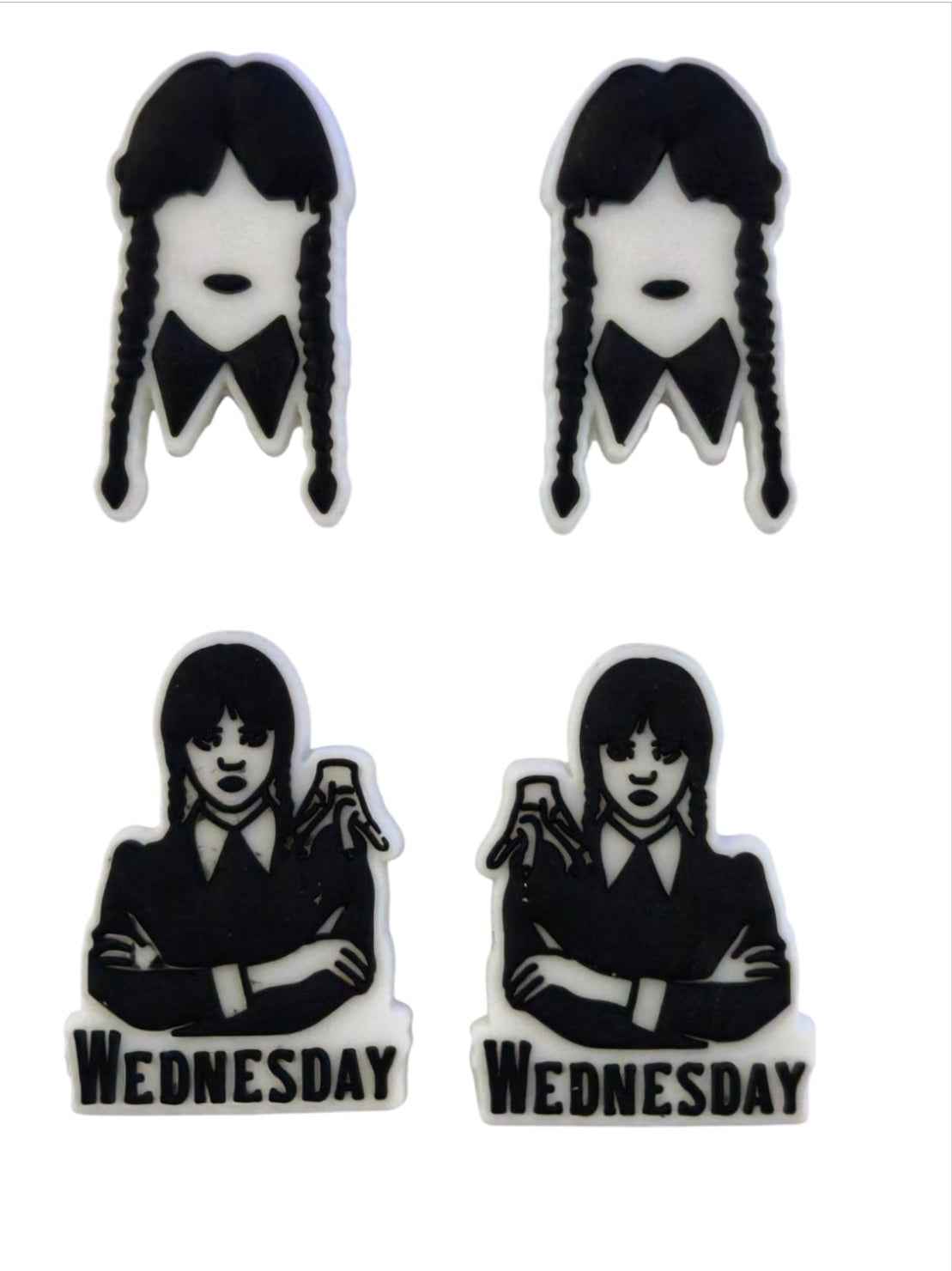 Set van 4 siliconen focal kralen - "Wednesday" (3 cm)