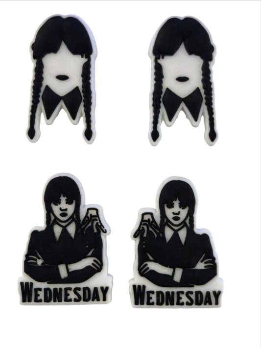 Set van 4 siliconen focal kralen - "Wednesday" (3 cm)