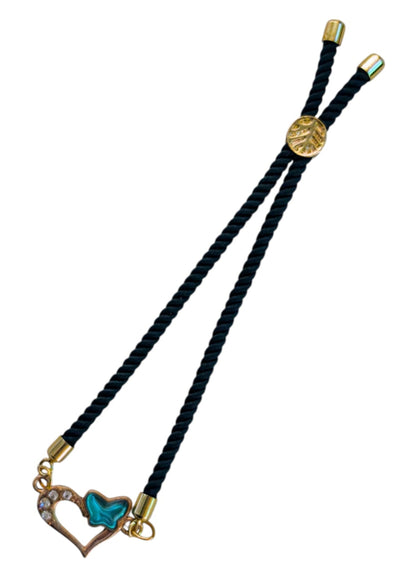 Armband met hart & vlinder bedel – verstelbaar