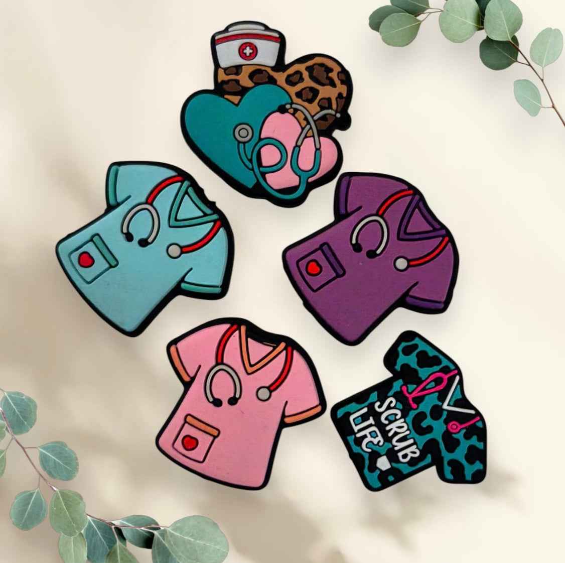 Set van 5 siliconen kralen – Nurse thema