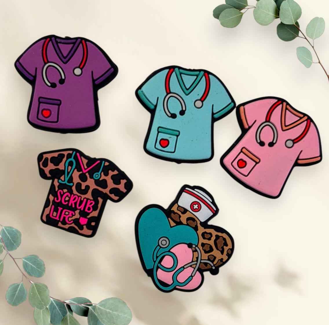 Set van 5 siliconen kralen – Nurse thema