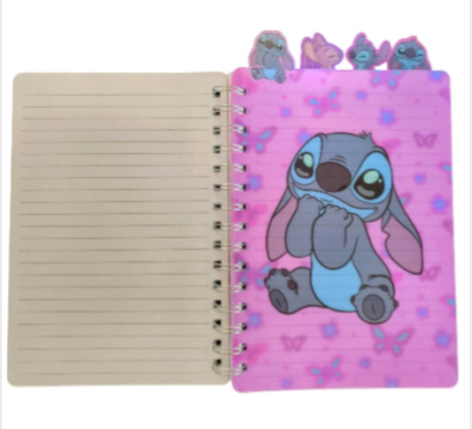 Notitieboekje met tabs – Stitch, Angel, Hello Kitty & Disney Princessen (A5 | 100 bladzijden)