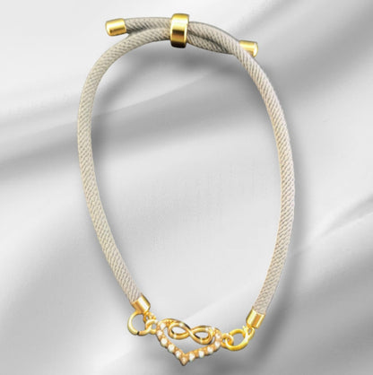 Bracelet en nylon avec cœur et signe infini – Réglable, fait main