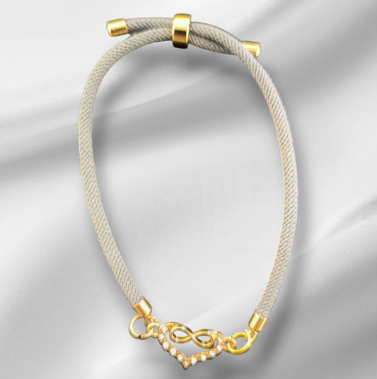 Nylon Armbandje met Hart & Infinity Teken – Verstelbaar handgemaakt