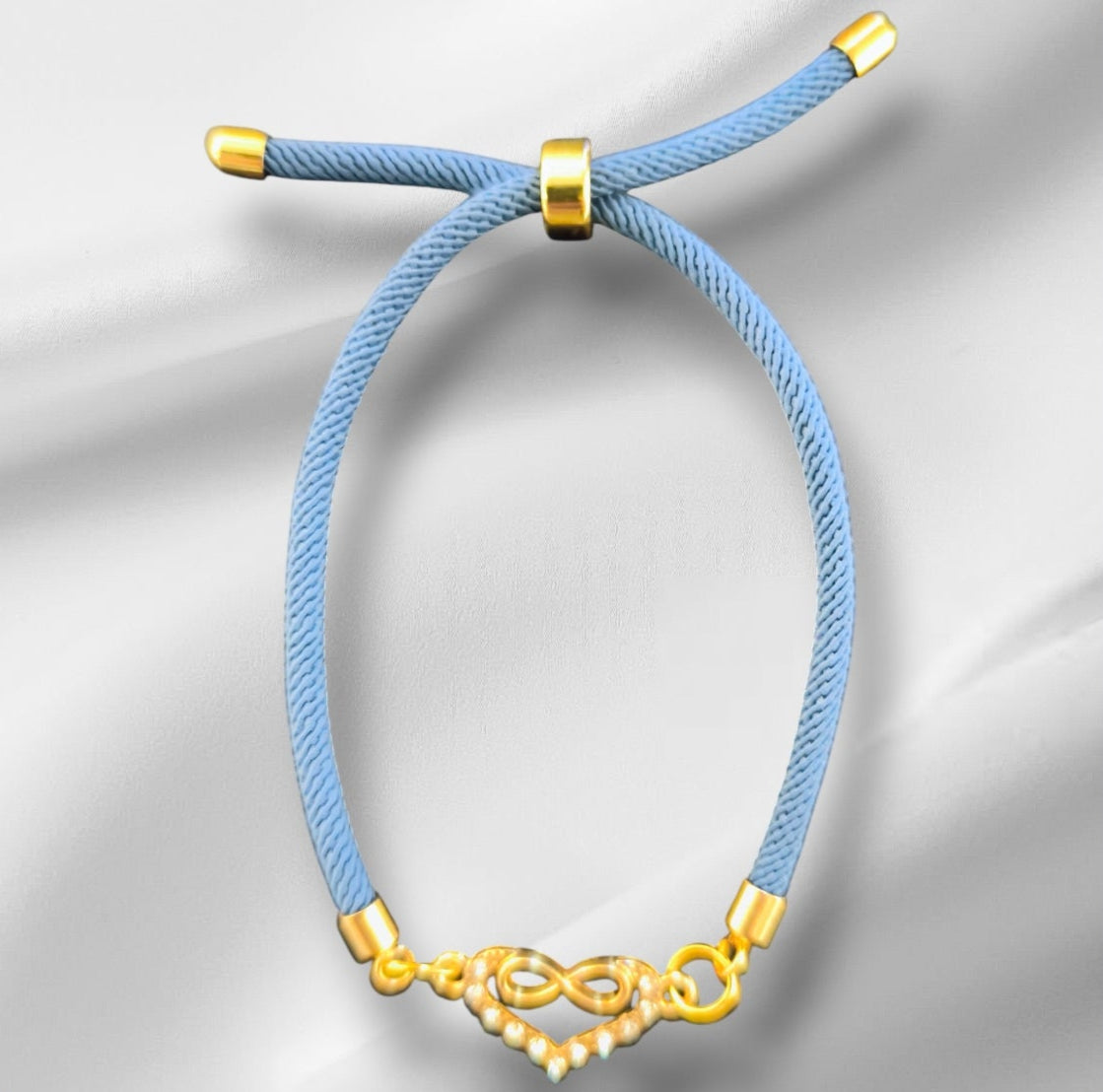 Bracelet en nylon avec cœur et signe infini – Réglable, fait main