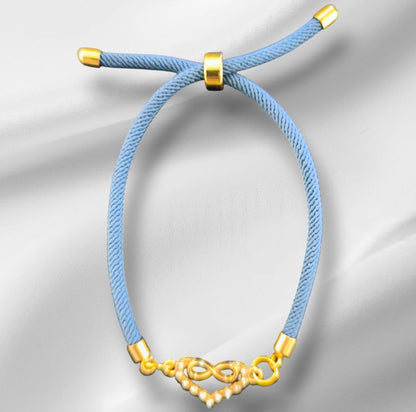 Bracelet en nylon avec cœur et signe infini – Réglable, fait main