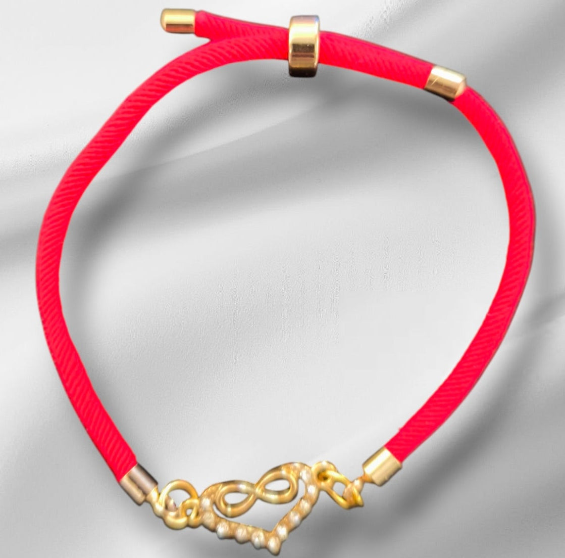 Bracelet en nylon avec cœur et signe infini – Réglable, fait main