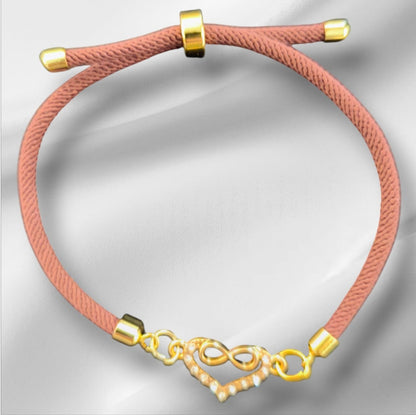 Bracelet en nylon avec cœur et signe infini – Réglable, fait main