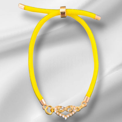 Bracelet en nylon avec cœur et signe infini – Réglable, fait main