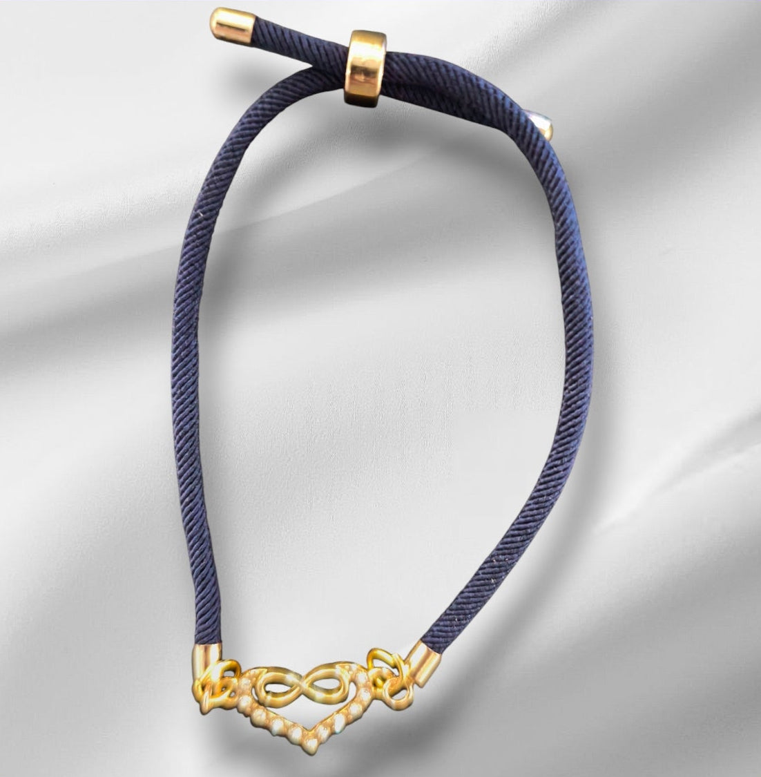 Bracelet en nylon avec cœur et signe infini – Réglable, fait main