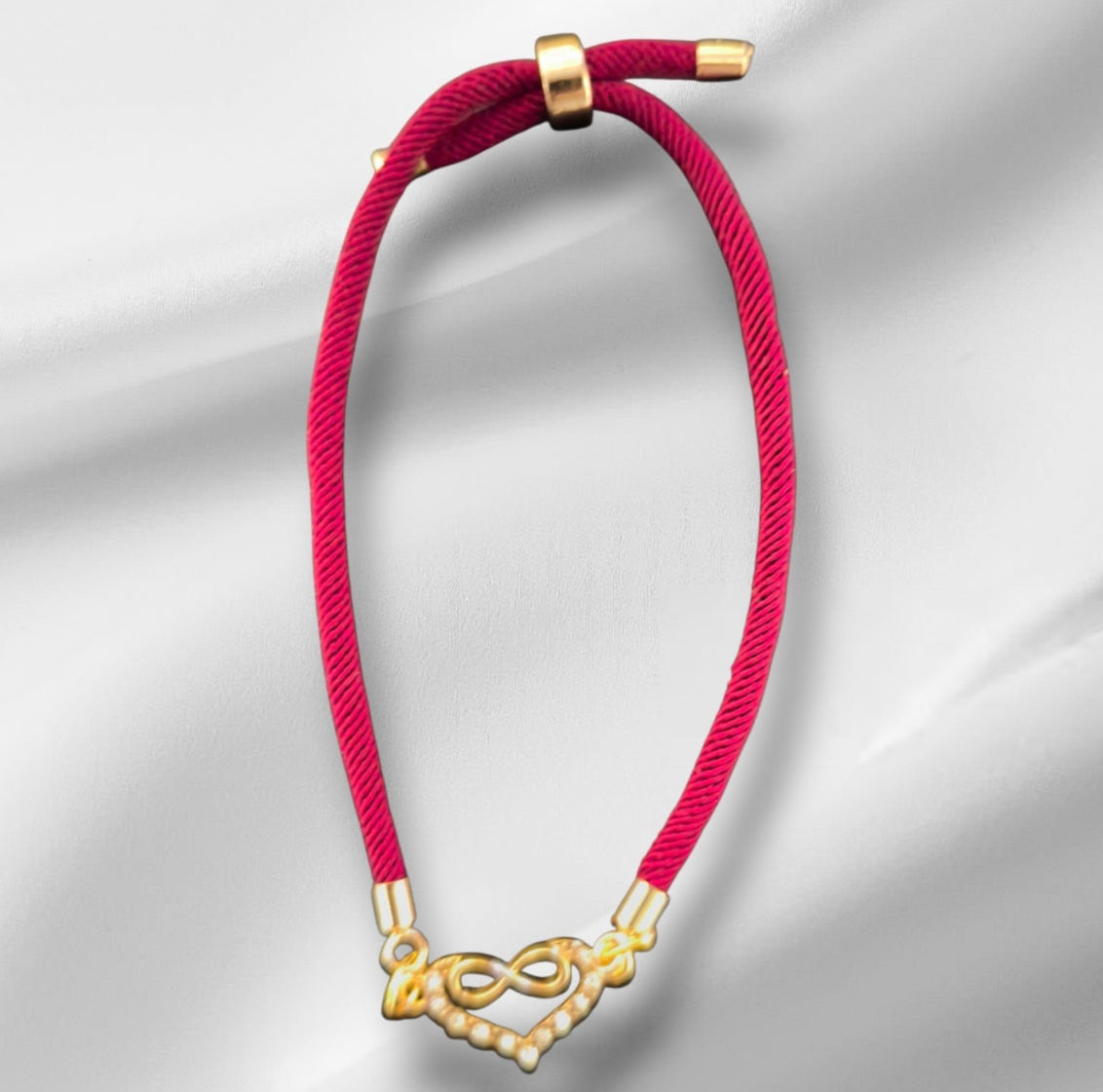 Bracelet en nylon avec cœur et signe infini – Réglable, fait main