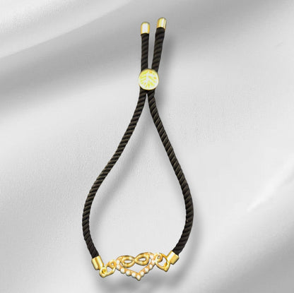 Bracelet en nylon avec cœur et signe infini – Réglable, fait main