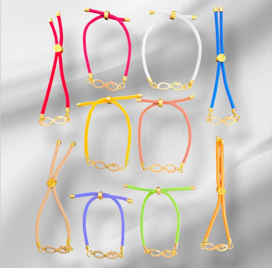 Nylon Armbandje Handgemaakt met Infinity Bedel