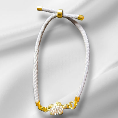 Nylon Bracelet Handmade with Turtle Charm and Gemstones