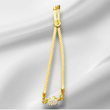 Nylon Bracelet Handmade with Turtle Charm and Gemstones