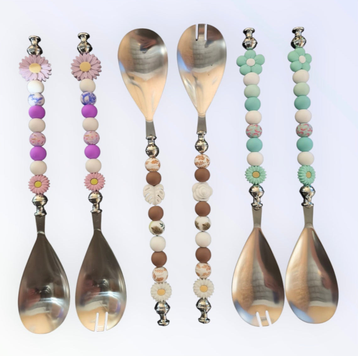 Service à salade fait main avec perles