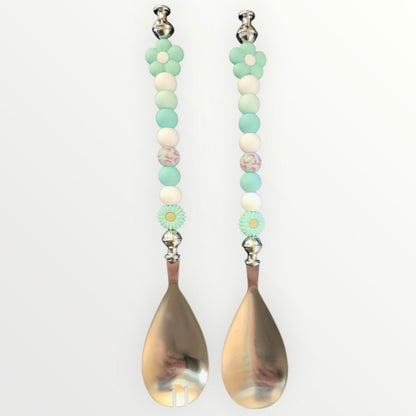 Service à salade fait main avec perles