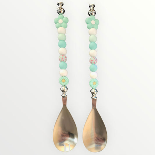 Handgemaakte salade serveerset met kralen