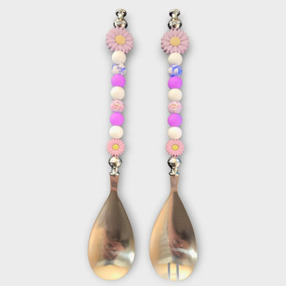 Service à salade fait main avec perles