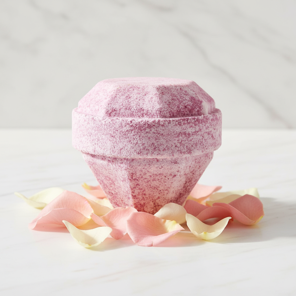 Bath bomb with gemstone