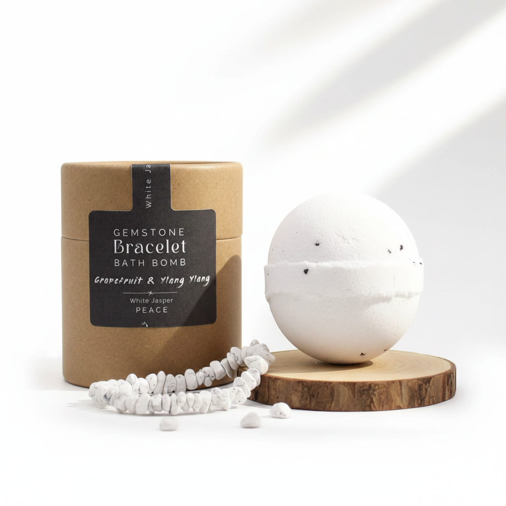 Bath bomb with gemstone bracelet gift set