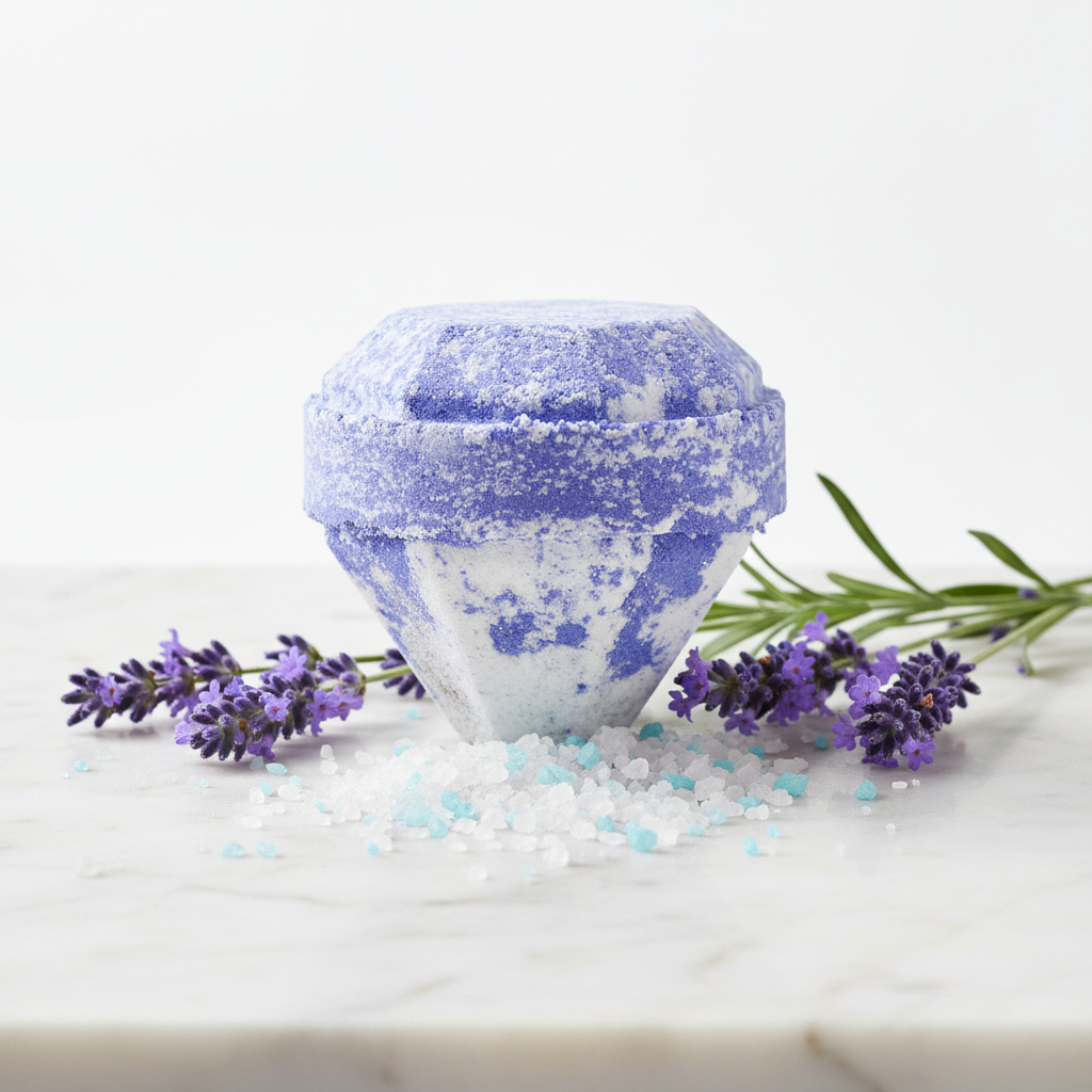 Bath bomb with gemstone