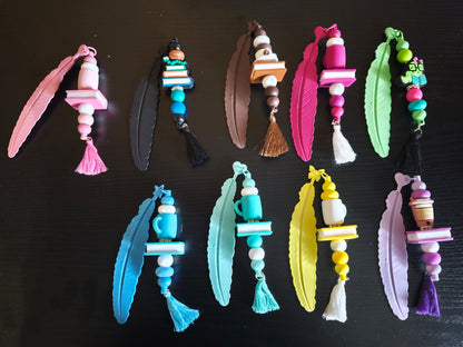 Handgemaakte veer kralen bladwijzer,  boekenlegger