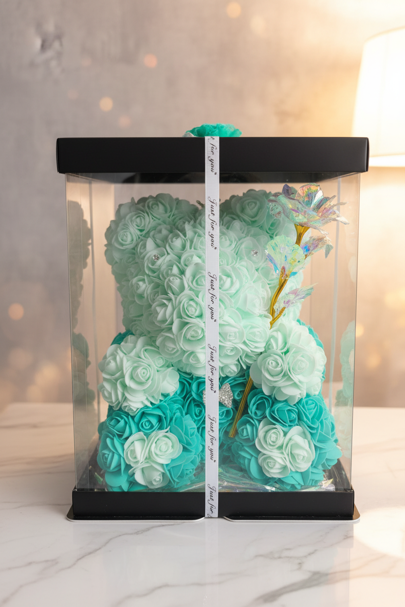 Bloemenbeer met accessoires 30 cm voor een betoverende decoratie